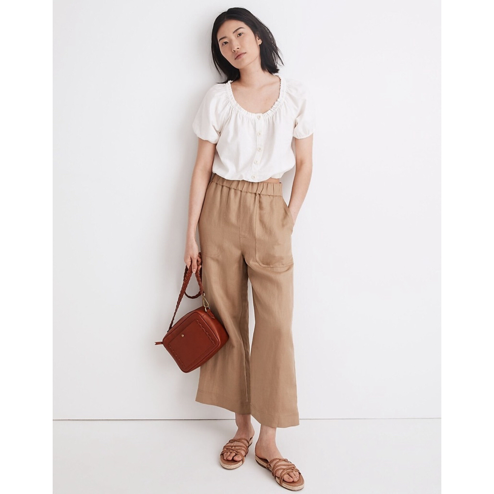 Madewell Linen-Blend Huston Pull-On Crop Pants